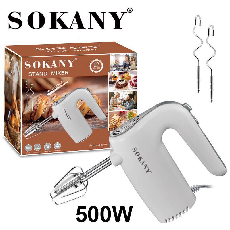 Máy đánh trứng, trộn bột Sokany 500W loại cao cấp, chính hãng 5 tốc độ, máy đánh trứng cầm tay siêu khỏe, siêu bền bảo hành 12 tháng