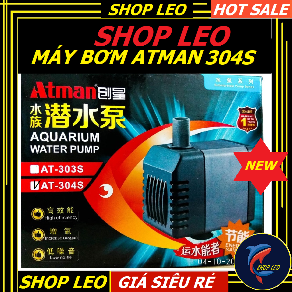 Máy bơm Atman 304S - Bơm chìm bể cá cảnh - hồ thủy sinh - phụ kiện cá kiểng - shopleo- máy bơm hồ thủy sinh - hồ cá kiểng
