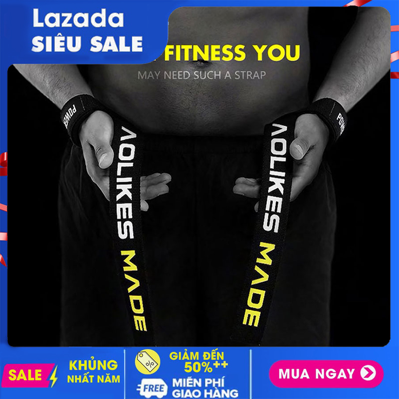 Dây kéo lưng - Deadlift GYM Cao Cấp  Aolikes 7637 (1 Đôi )
