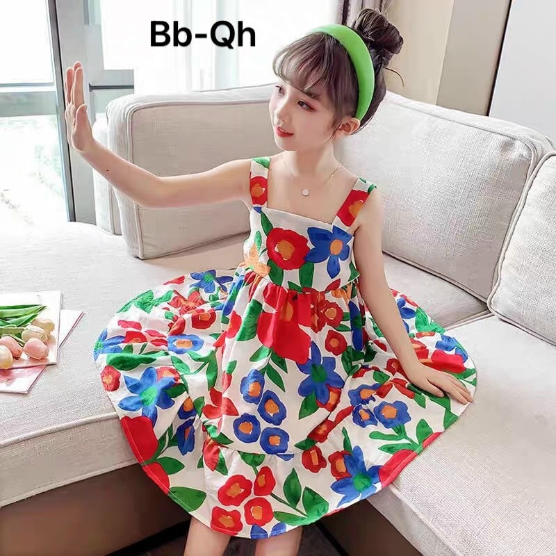 [SIZE NHÍ+ĐẠI] ĐẦM 2 DÂY BÔNG HOA SIÊU XINH