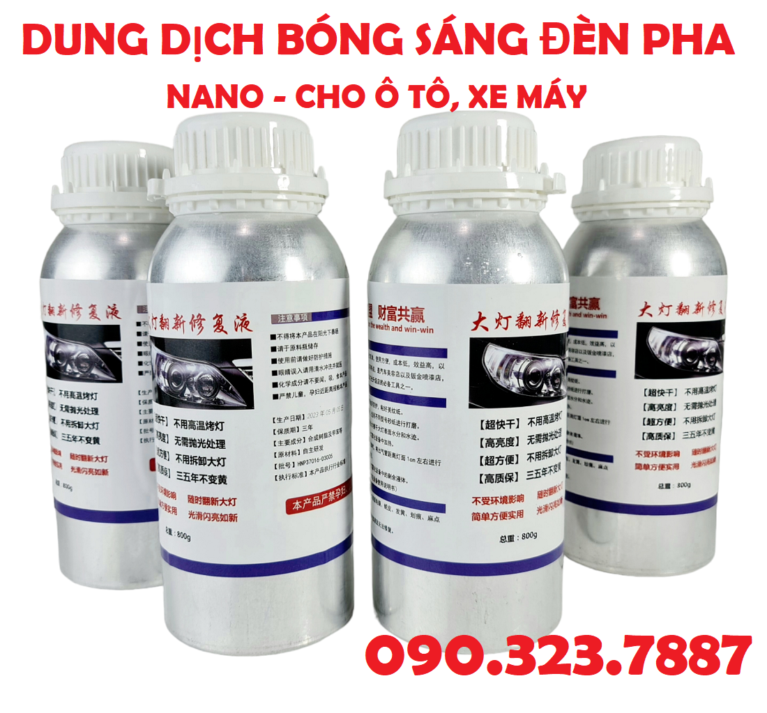 Dung dịch đánh bóng đèn pha nano chất lượng dành cho ô tô, xe máy. 800ML