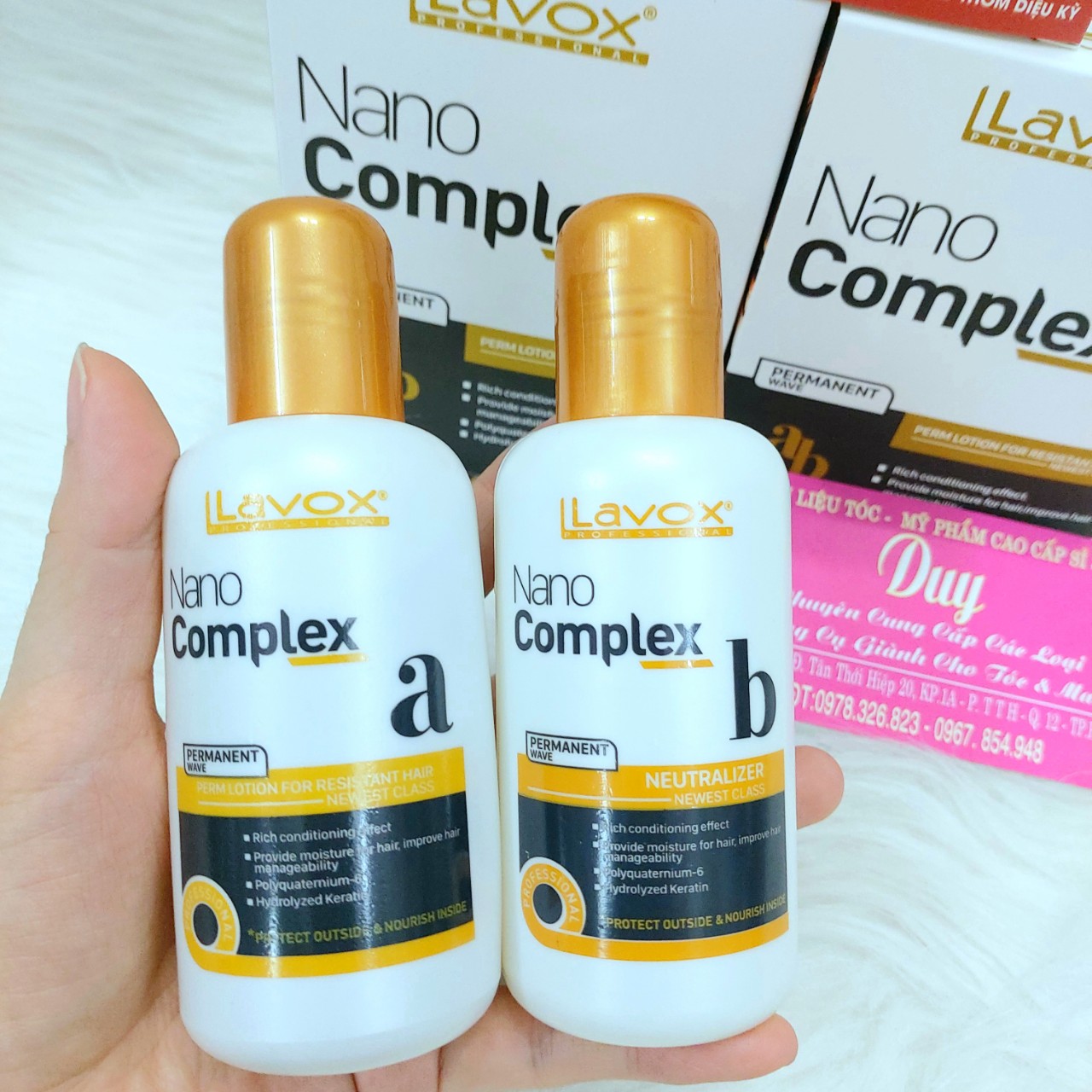 Thuốc uốn lạnh lavox nano 100ml - cặp 2 chai uốn lạnh siêu dưỡng -tặng cặp bao tay