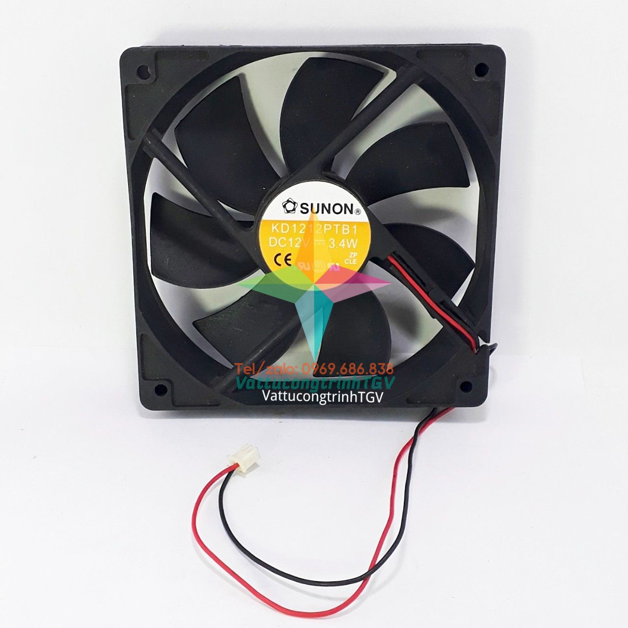 Quạt vuông tủ lạnh DC12V - 2 dây - 7 cánh