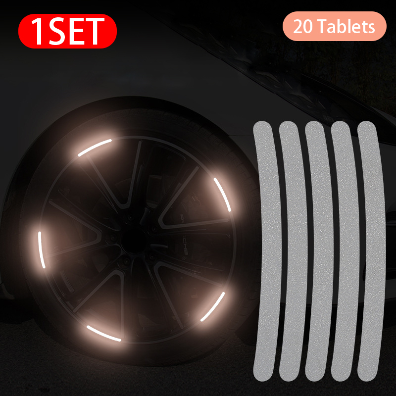 20Pcs Car Wheel Reflective Green Warning Stickers Universal for Motorcycle Bicycle Reflective Strip