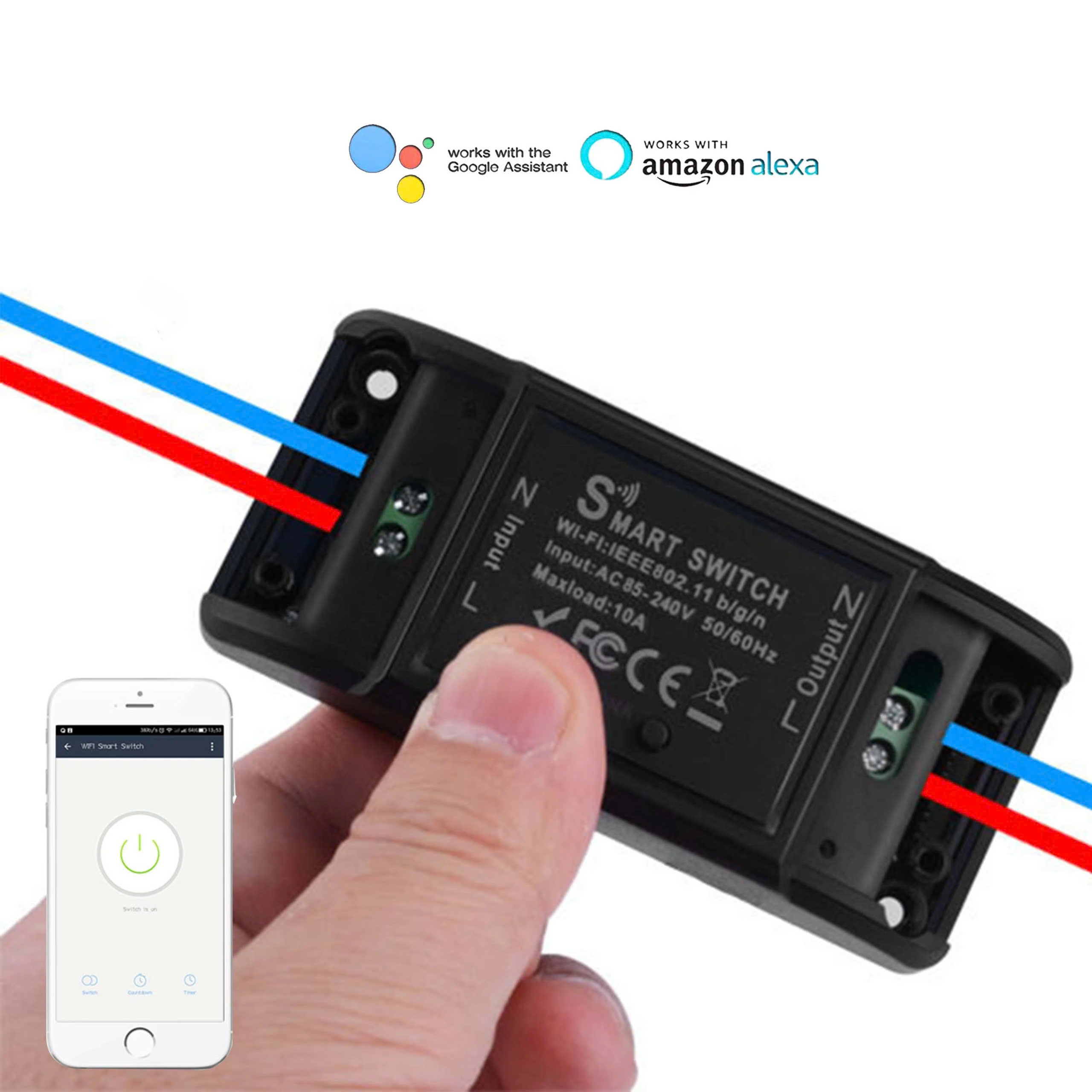 Công Tắc Wifi Thông Minh 10A ~2200W - Chức Năng Hẹn Giờ, Điều Khiển Từ Xa, Google & Alexa