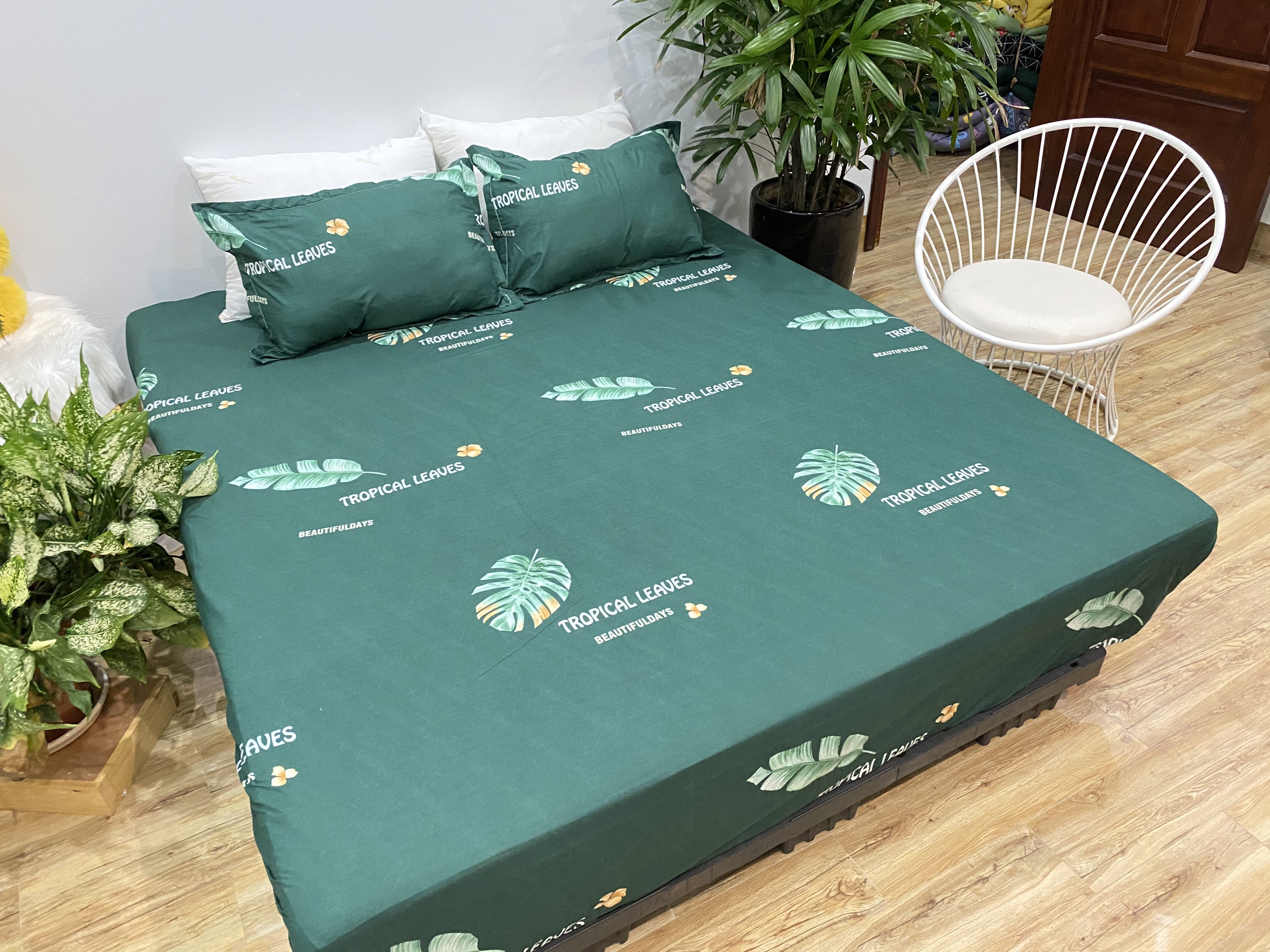 Ga trải giường,Drap ga giường,ga bọc đệm mẫu lá khoai mới