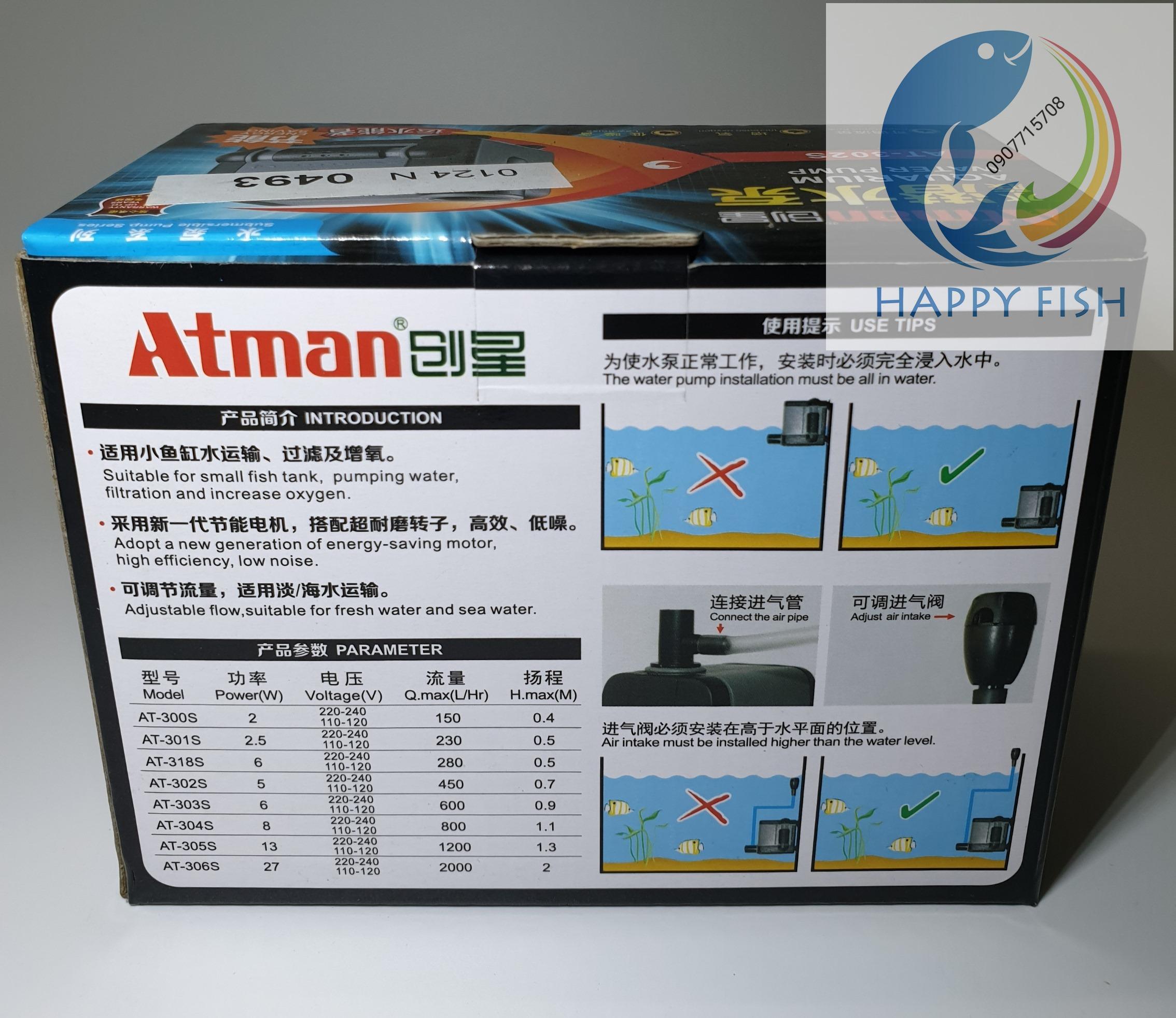 Atman AT-301s - Máy bơm tiết kiệm điện cho hồ cá