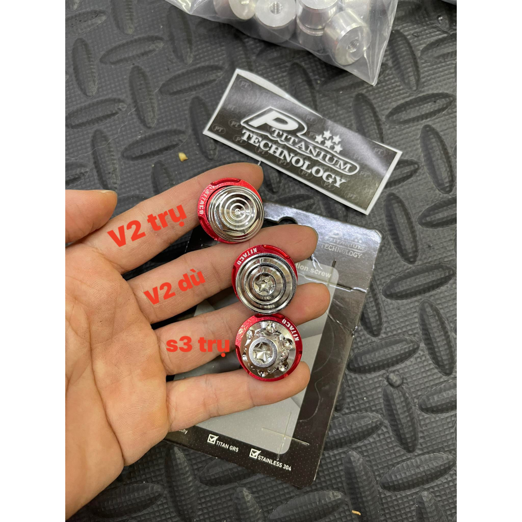 Ốc kiếng gương 10li10 + lông đền kitaco mẫu s3 trụ , v2 thái inox