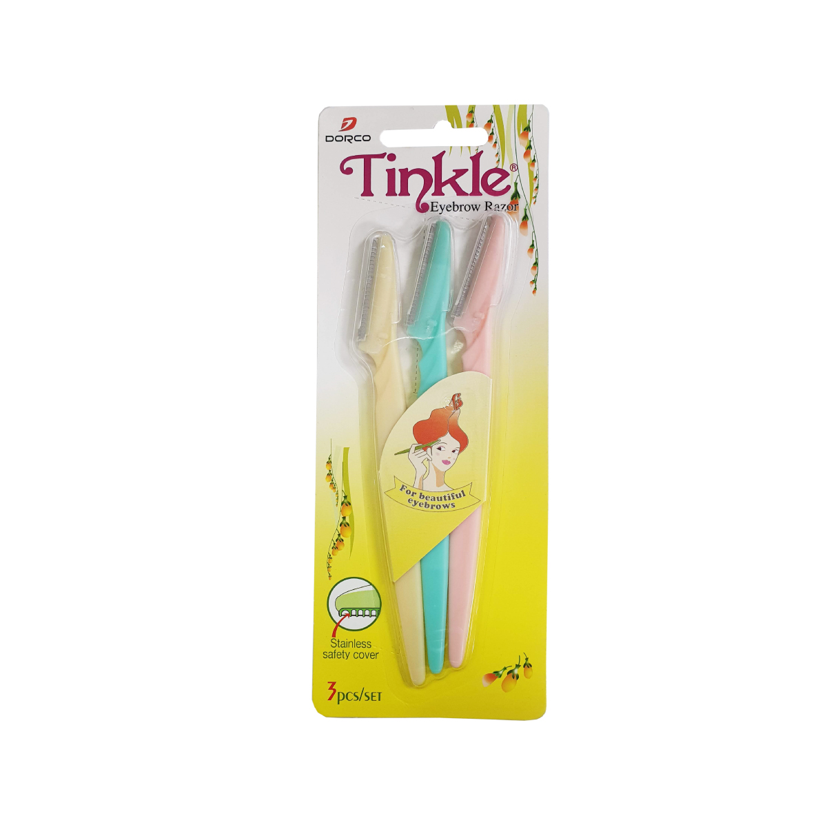 Vỉ 3 Dao Cạo Chân Mày Dorco Tinkle Eyebrow (1vỉ/3 dao cạo)
