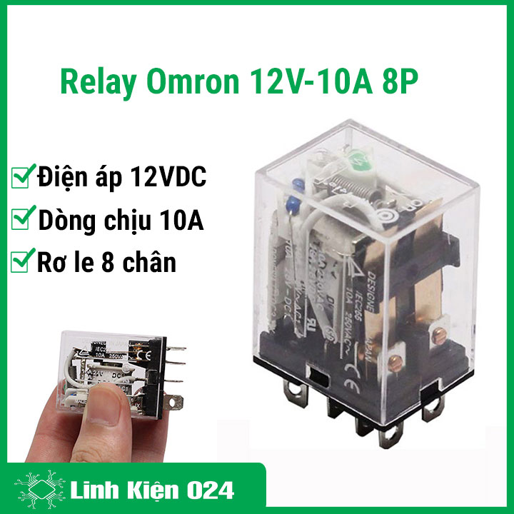 Relay Omron 12V 10A 8 chân đóng cắt mạch điện điều khiển