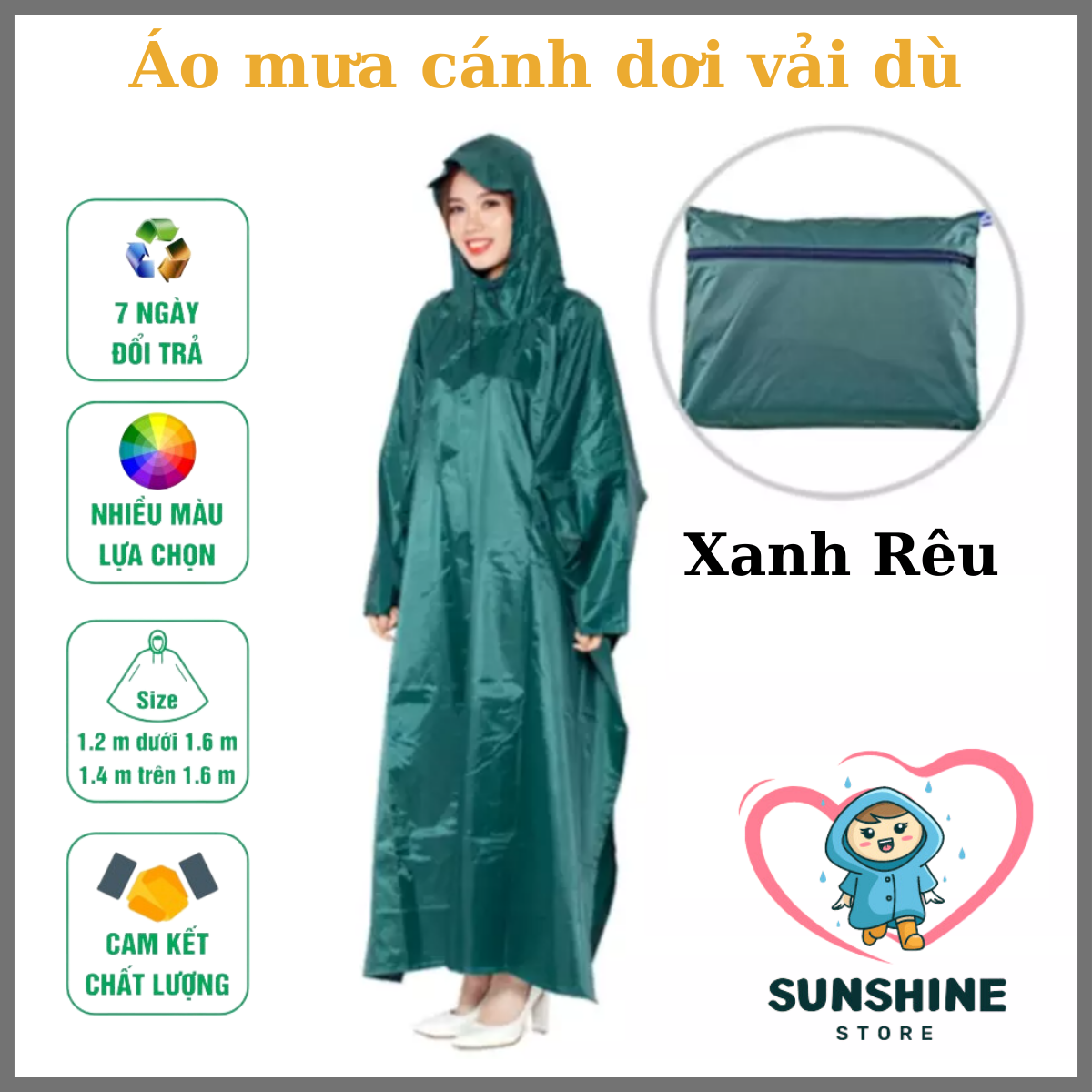 [HCM]Áo Mưa Cánh Dơi Vải Dù Chống Thấm Cao Cấp