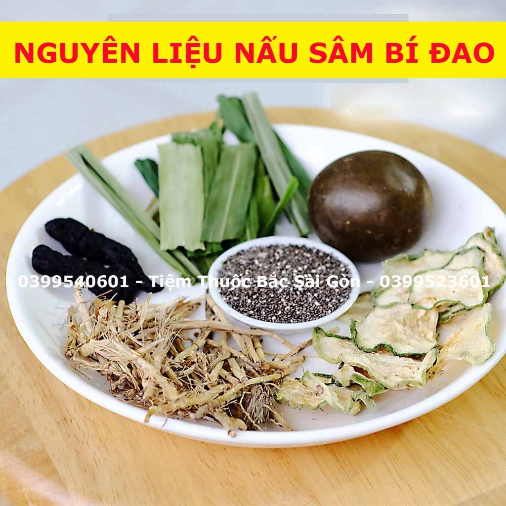 Nguyên Liệu Nấu Sâm Bí Đao - Set Nấu 50 Lít (Mỗi loại 100g, tặng kèm cốt nấu bí đao, 200gram hạt chia)