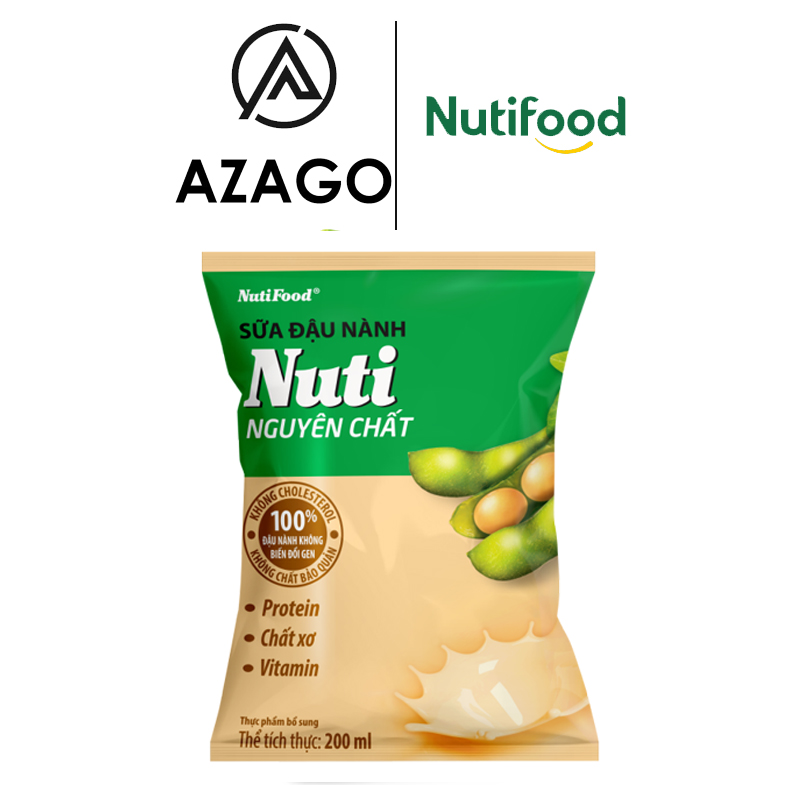 Sữa đậu nành Nuti Nguyên Chất Bịch 200ml NSDN01AZ - Thương Hiệu NUTIFOOD - AZAGO