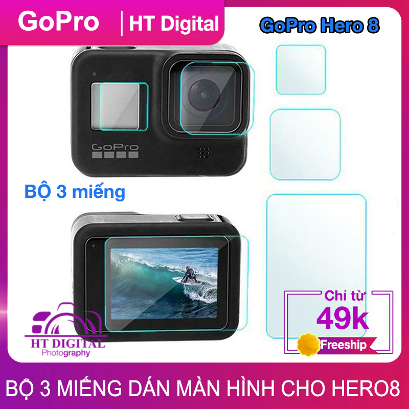 Miếng Dán Cường Lực Hero 8 - Bộ 3 Miếng Dán Màn Hình GoPro Hero 8