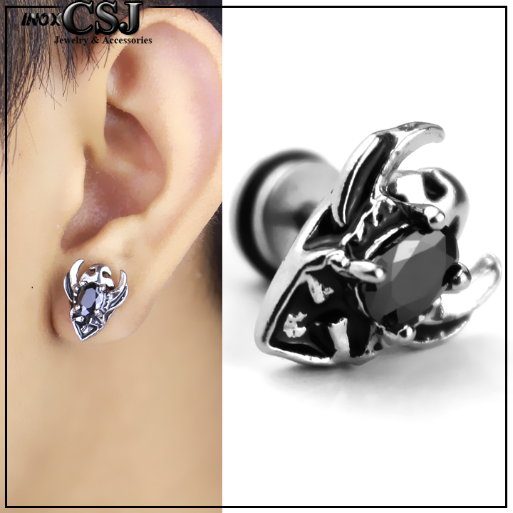 BÔNG TAI INOX HÀN QUỐC ĐÁ ĐEN CỰC ĐẸP