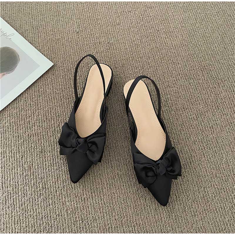 Sandal/ dép nữ mũi nhọn nơ lụa- hottrend ( sandal lụa) -lamlam868