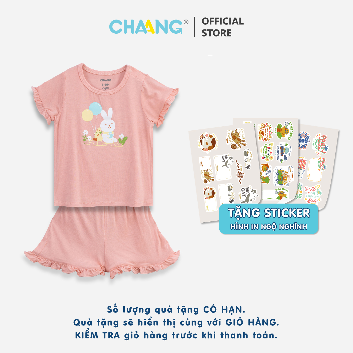 [CHAANG] Bộ quần áo cộc cúc vai bèo Spring Chaang