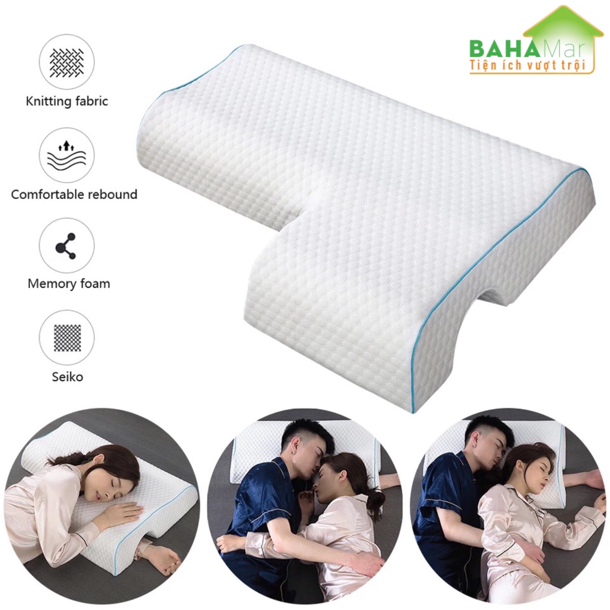 GỐI ĐÔI CONG VÒNG CUNG ÔM TẠO THOẢI MÁI CHO CÁNH TAY "BAHAMAR" phù hợp với các cặp đôi khi ngủ gối đầu tay sẽ không bị tê tay, tạo cảm giác dễ chịu chống đau vai cổ gáy. một sản phẩm tiện ích lớn với giấc ngủ và cuộc sống.