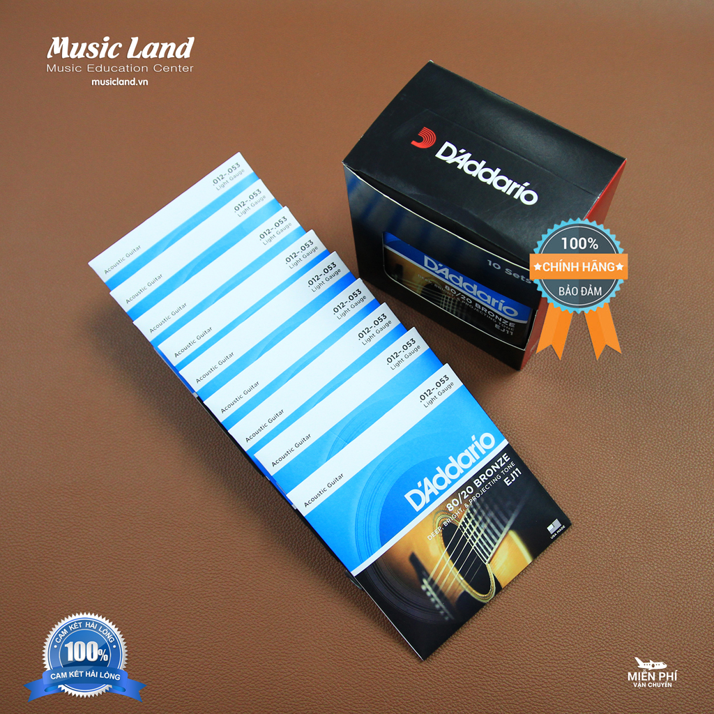 Dây Đàn Guitar Acoustic D'Addario EJ11 – Chính Hãng