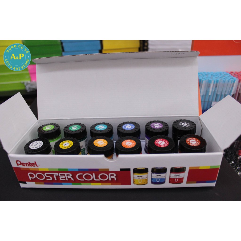 Màu Pentel Poster Color Bộ 12 màu