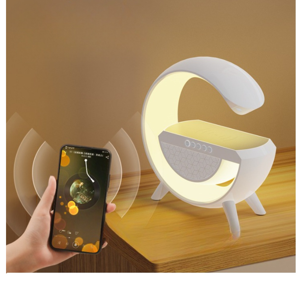 Bluetooth speaker with built-in LED and wireless charging for music or audio, 7-mode light wireless music playing