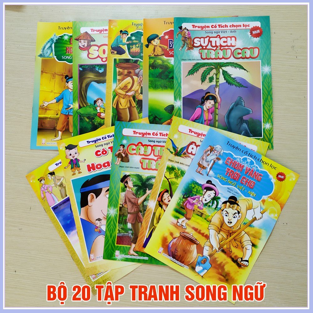 Bộ 20 Cuốn Truyện Tranh Cổ Tích Việt Nam và thế giới Cho Bé ..rèn luyện ngôn ngữ cho con yêu khơi dậy miền yêu thích học tiếng anh cho bé