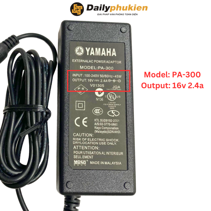 Sạc nguồn đàn yamaha 16v 2.4a pa300c