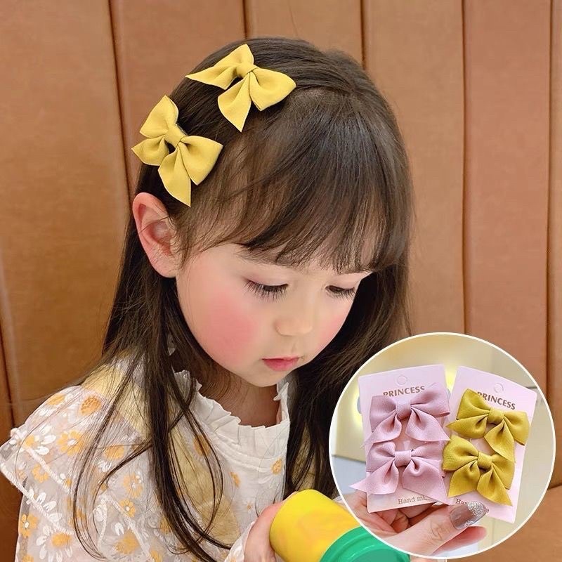 Set 2 chiếc kẹp tóc nơ KTH phong cách Hàn cho bé gái