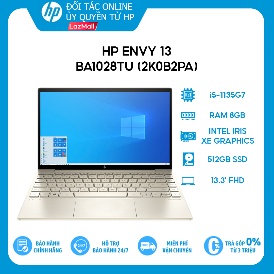 [Trả góp 0%][VOUCHER 2 TRIỆU] Laptop HP Envy 13-ba1028TU (2K0B2PA) i5-1135G7 | 8GB | 512GB |13.3 FHD | Win 10 | Office