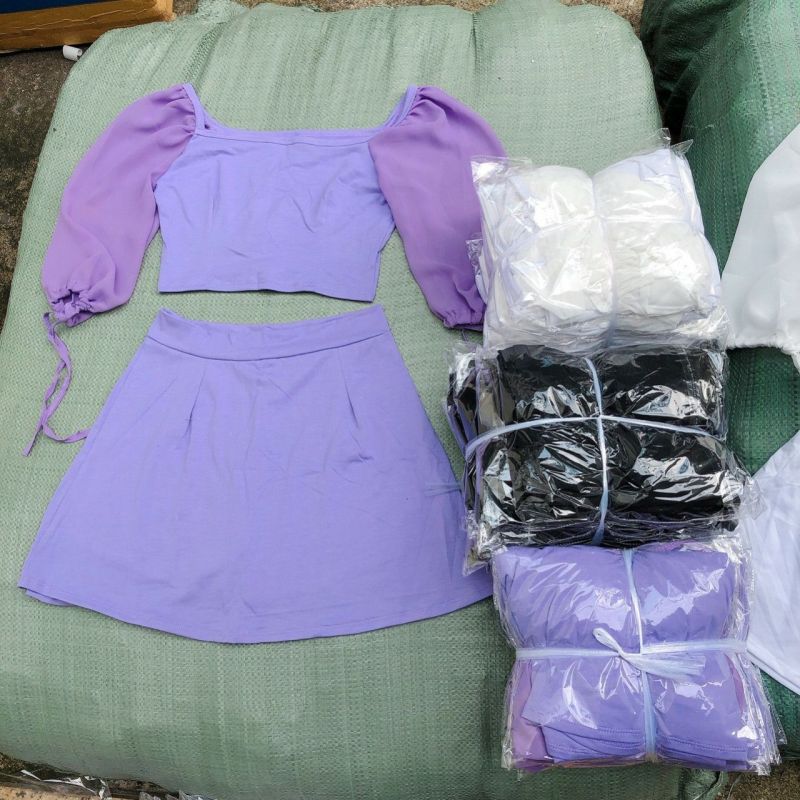 (HOT)/SÉT ÁO TRỄ VAI CROTP VÀ CHÂN VÁY CỰC DỄ THƯƠNG FORM TỪ 48KG TRỞ LẠI