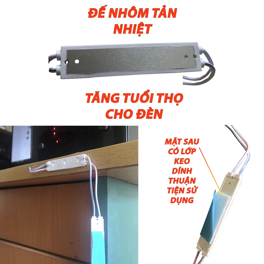 [MODULE] Led Hắt 3 Bóng 2835 Chống Nước (Vỉ 20 thanh)