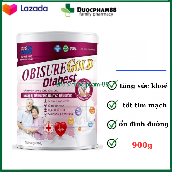 Sữa obisuregold diabest dành cho người huyết áp, tiểu đường, tim mạch hộp 900g