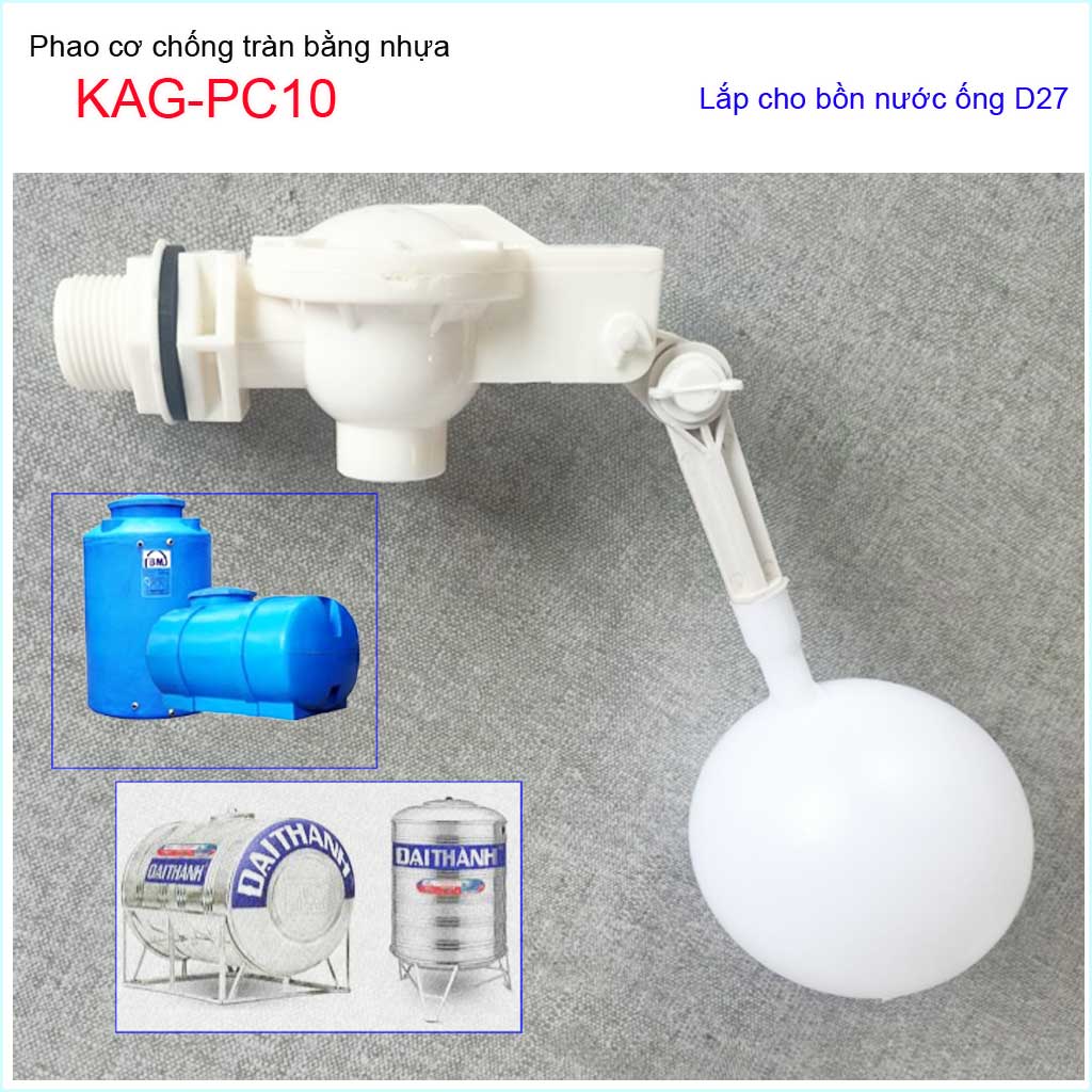 [HCM]Phao bồn chứa nước RotoKAG PC10 (D27) phao cơ tự ngắt nước 100% nhựa phao bể nước dùng cho vùng nước phèn