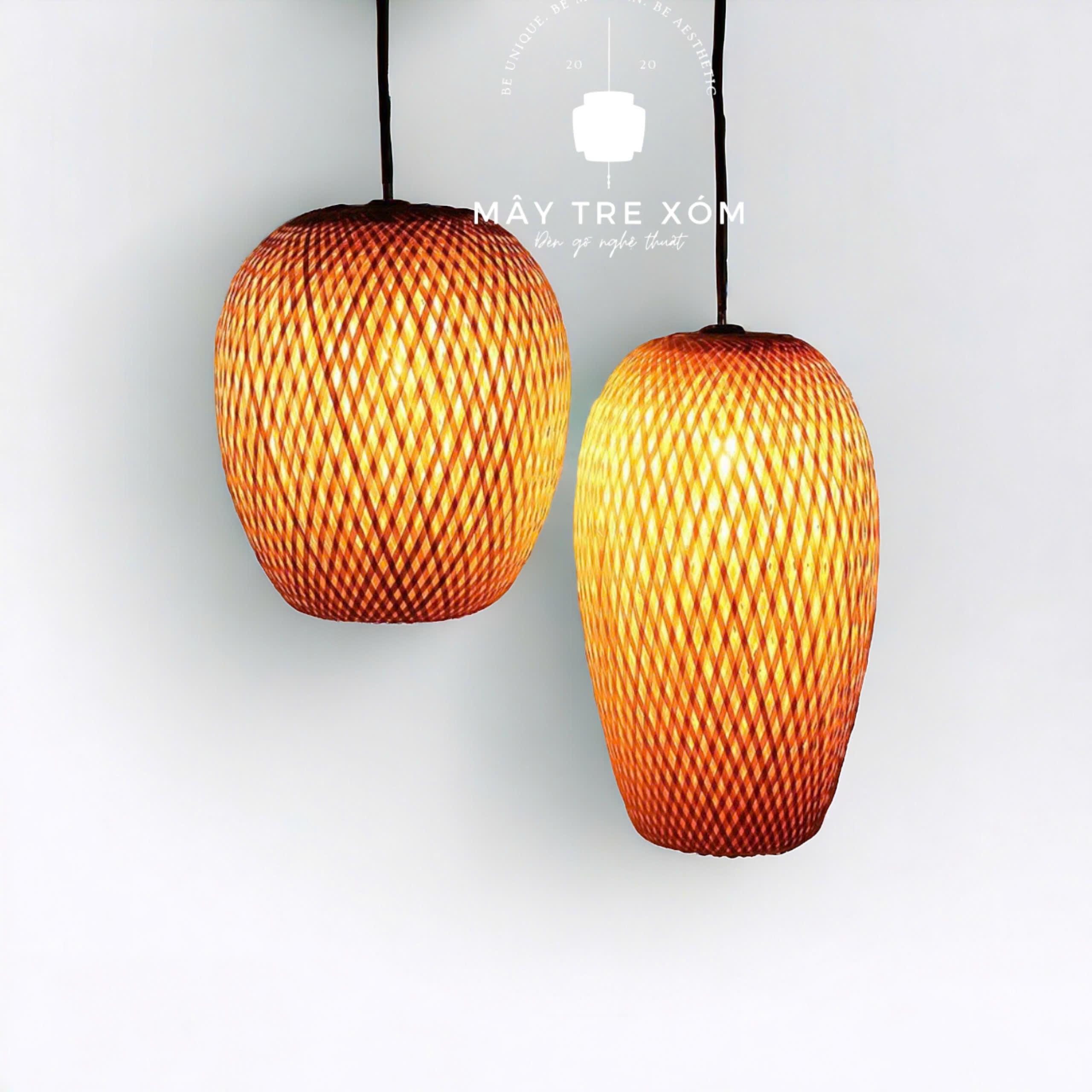 Đèn tre 2 lớp- đèn trang trí thả trần