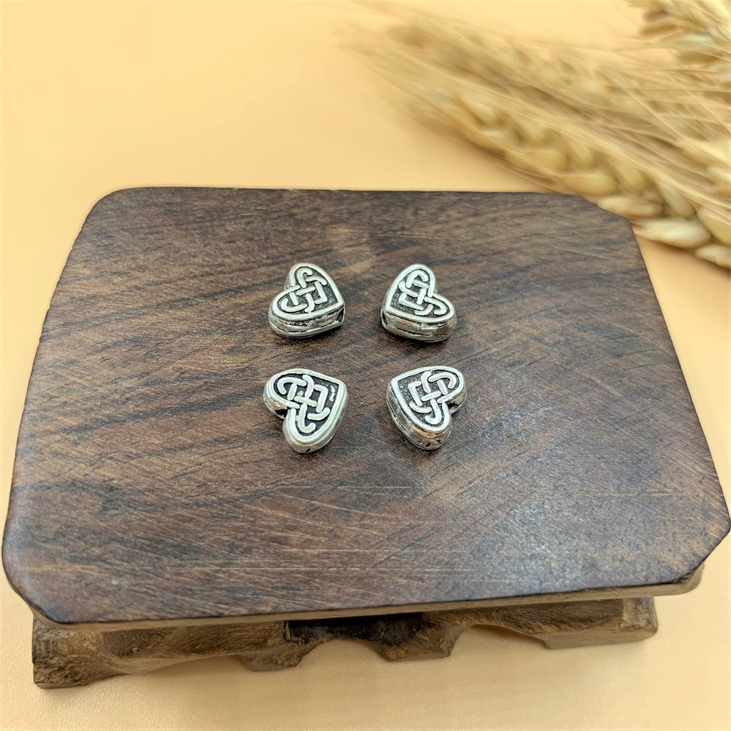 Charm nối trái tim hoa văn - Charm Bạc 925 - Mã CA605