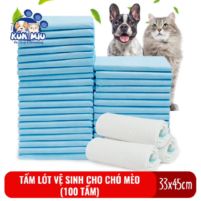 Tấm lót vệ sinh cho chó mèo Kún Miu kích cỡ 33x45cm (bịch 100 tấm)