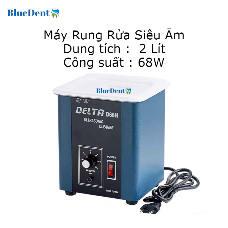 Máy rửa trang sức mắt kính đồng hồ răng giả bằng sóng siêu âm máy rung làm sạch 2 lít ultrasonic cleaner delta d68h