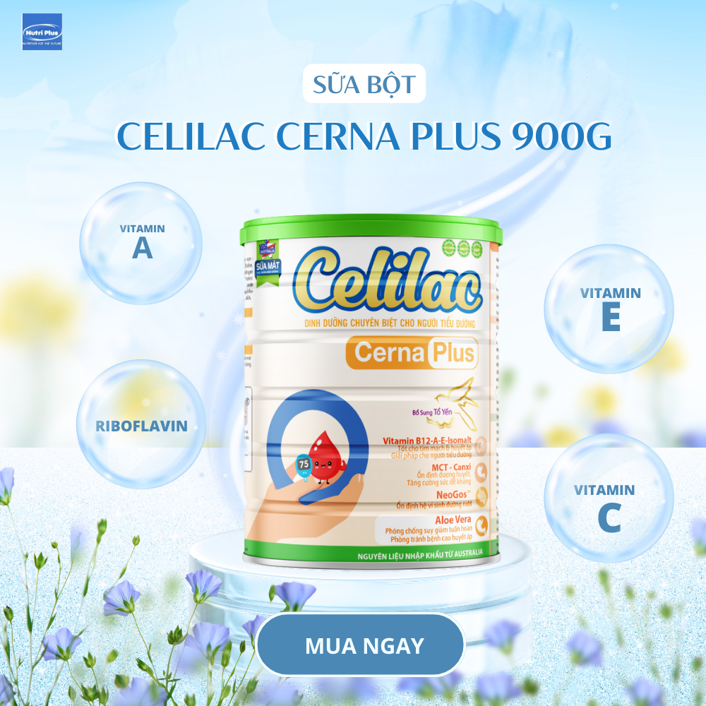 Sữa mát cho người đái tháo đường Celilac CERNA PLUS 900G