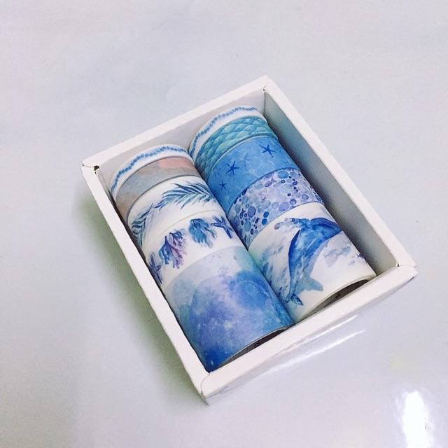 Sét 10 cuộn băng dán washi tape thủ công