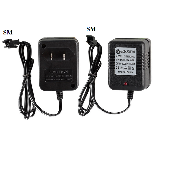 Bộ dây sạc dành cho cho pin ô tô điều khiển 6v 250mAh chân càng cua đen.