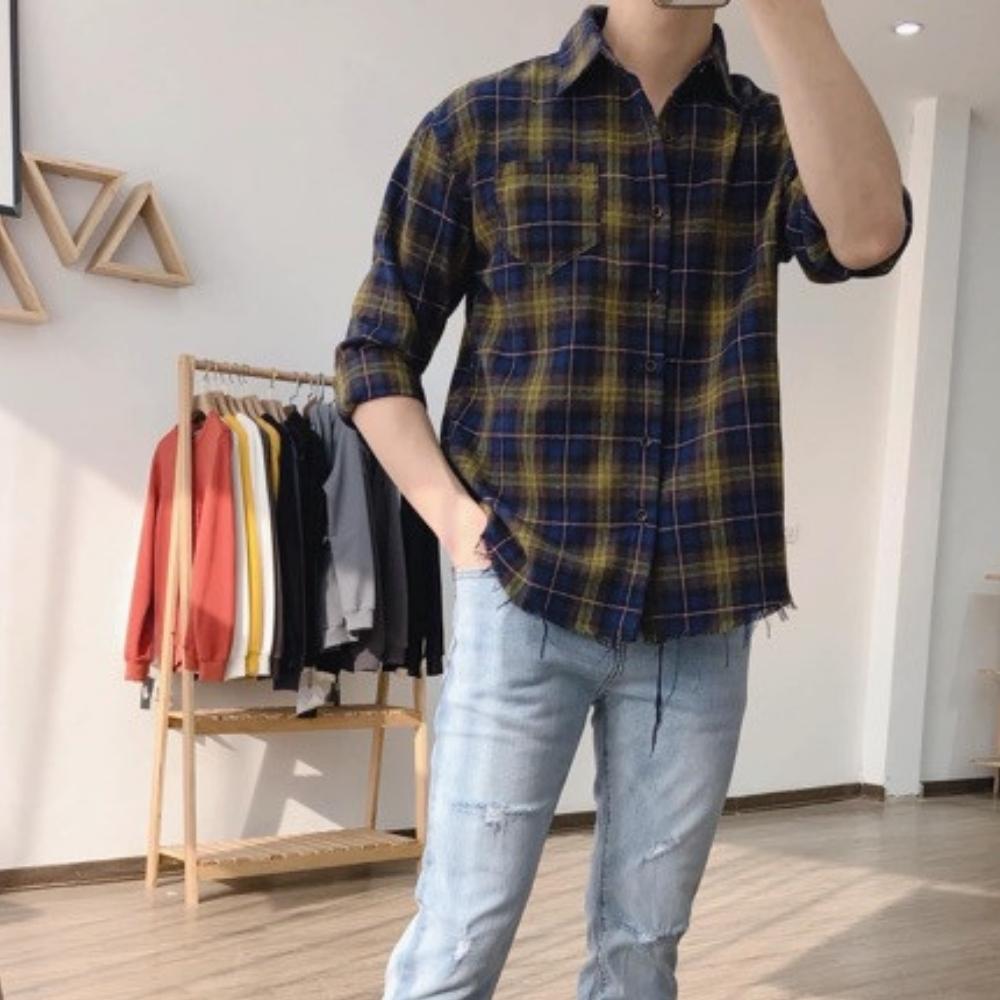 Áo sơ mi nam tay dài kẻ sọc caro Hàn Quốc mẫu đẹp  2023 kiểu KHÔNG LÊN LAI thời trang PONIVALAZA cao cấp mẫu mới hot trend trẻ trung năng động