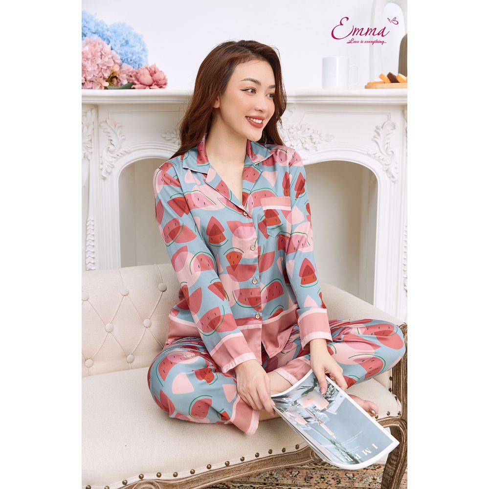 Đồ Bộ Mặc Nhà Pyjama Lụa Dưa Hấu Emma ETLU.20.019.02
