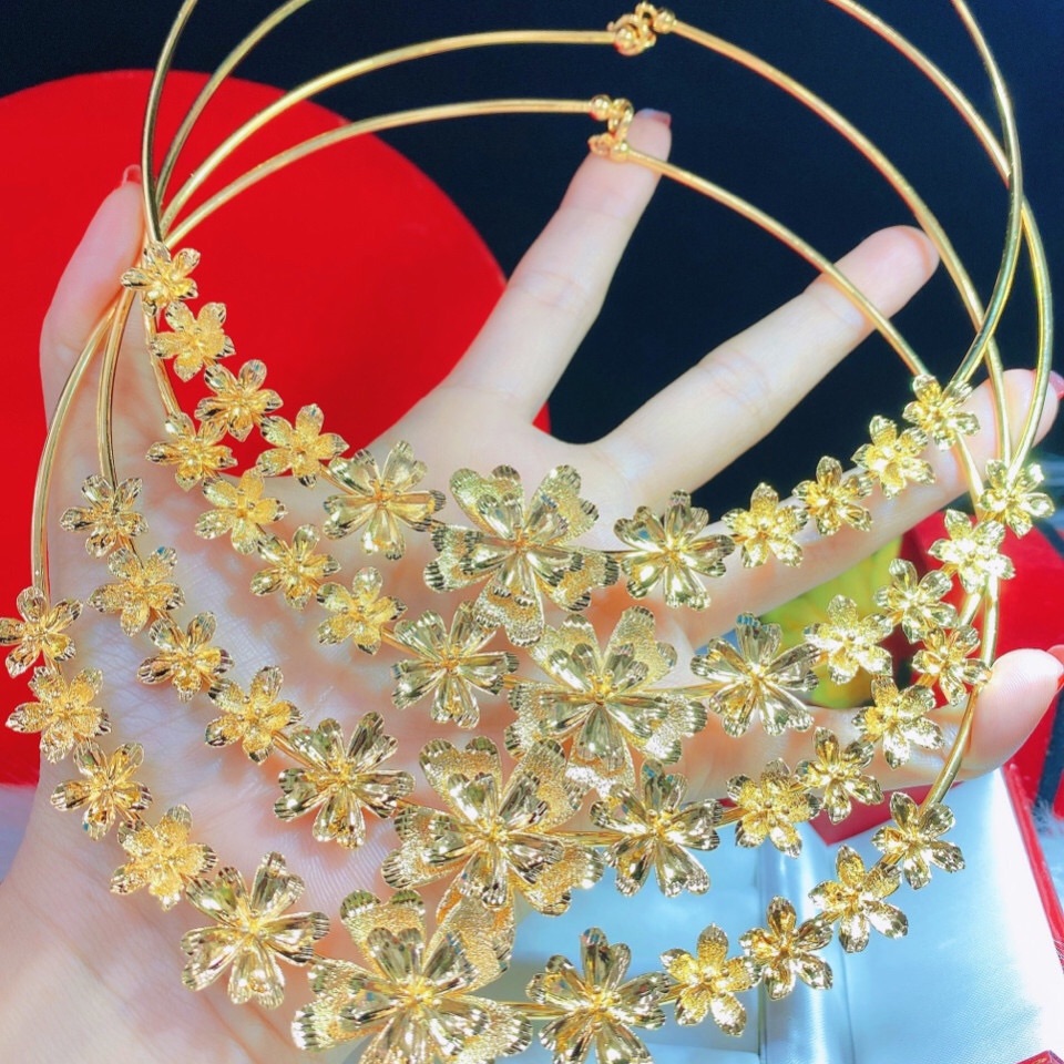 Kiềng hoa cưới mạ vàng 24k mẫu mới về