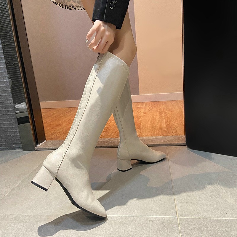 Boots đùi khóa sau nữ đế trụ thời trang