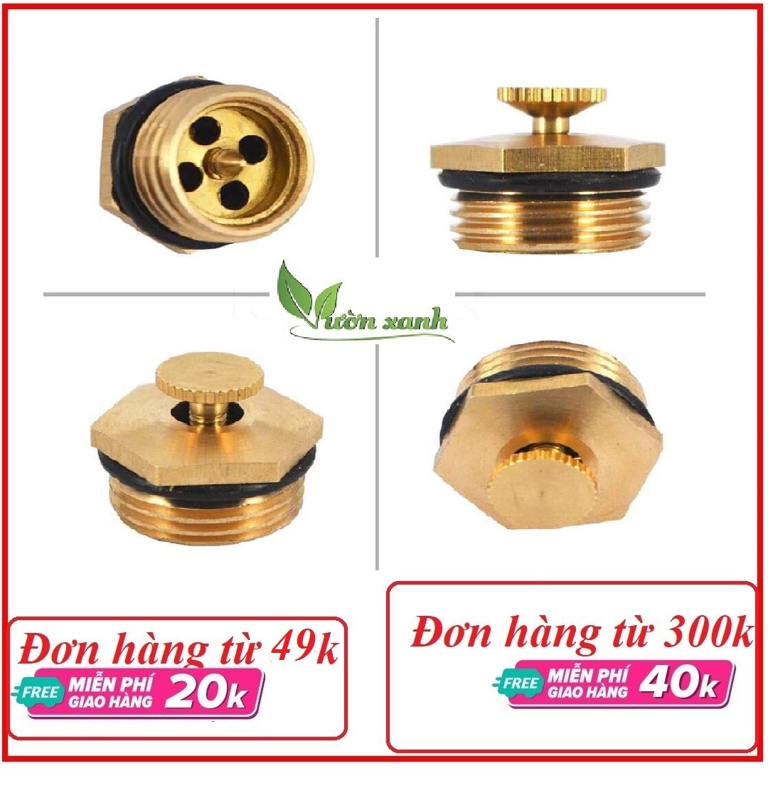 Set 10 Béc phun mưa tưới cây bằng đồng ren 21, béc quạt chất liệu đồng thau chuyên dùng cho hệ thống tưới vườn cây, vườn lan, tưới sân vườn