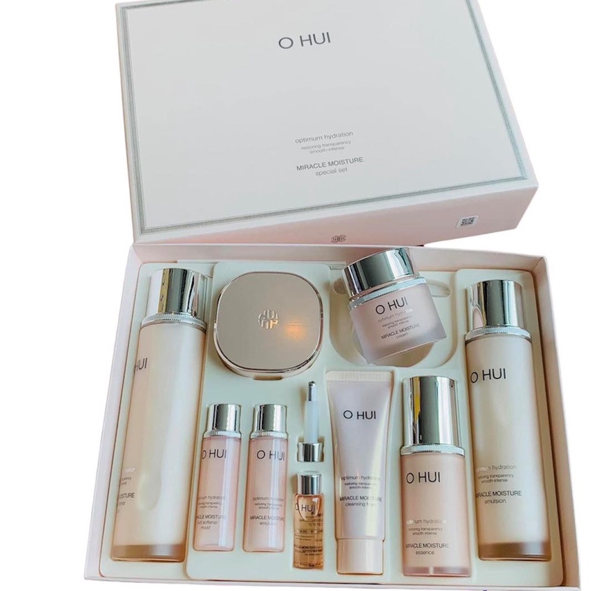 Sét Ohui Hồng Siêu Dưỡng Ẩm Dưỡng Trắng Và Căng Bóng Da Đặc Biệt Ohui Miracle Moisture Special Set 9sp