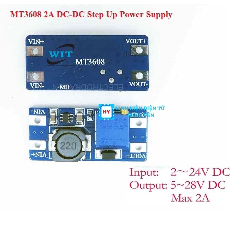 Module tăng áp DC-DC MT3608 max 28V 2A