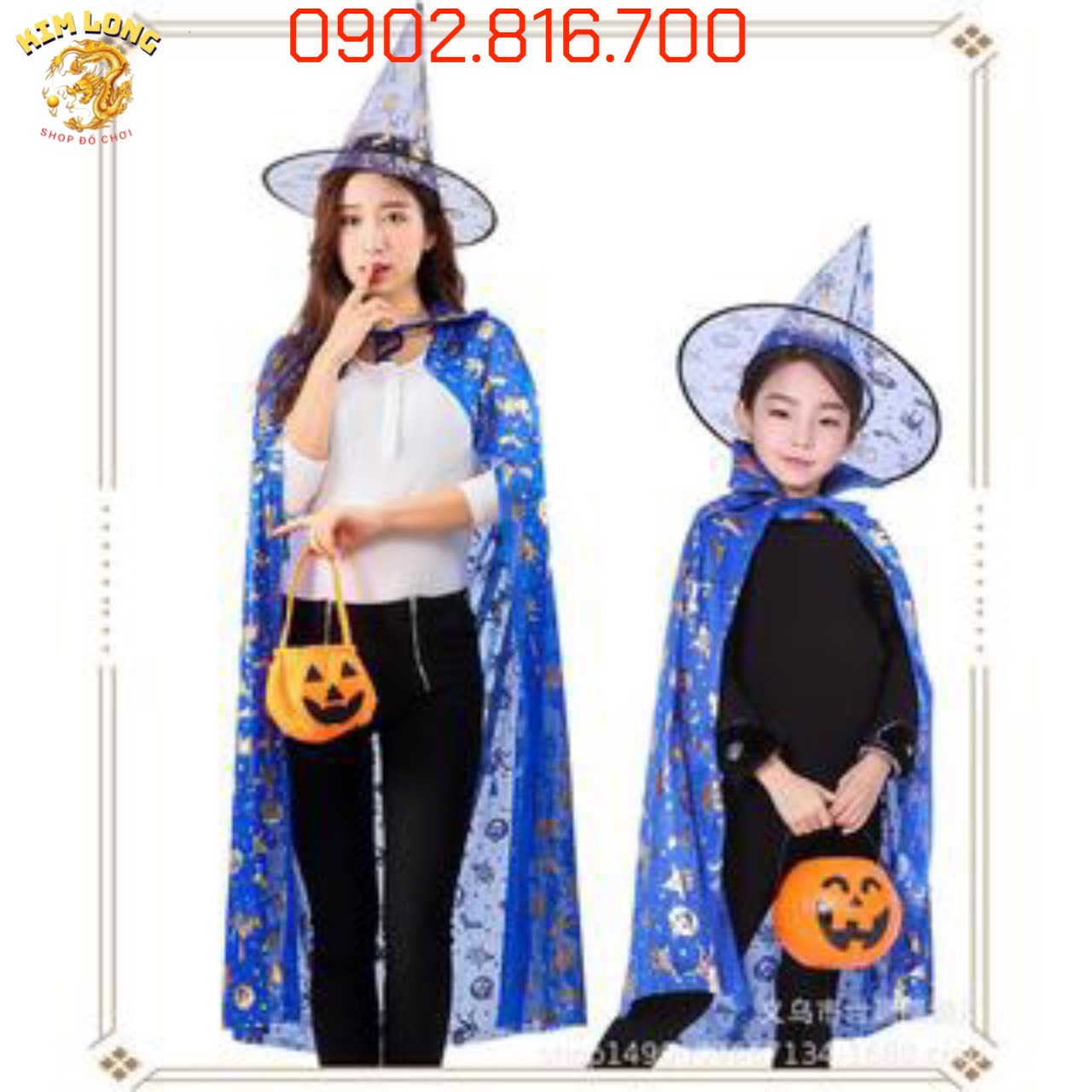 Áo Choàng và nón phù thuỷ trang phục hoá trang Halloween