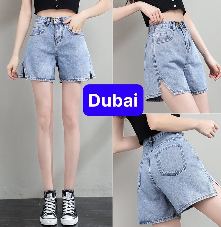 QUẦN SHORT SỌT JEAN LỬNG KIỂU NGỐ NỮ CHẤT BÒ XANH RÁCH MÉP SANG CHẢNH LƯNG CAO NÂNG MÔNG DB-247 - DUBAI FASHION