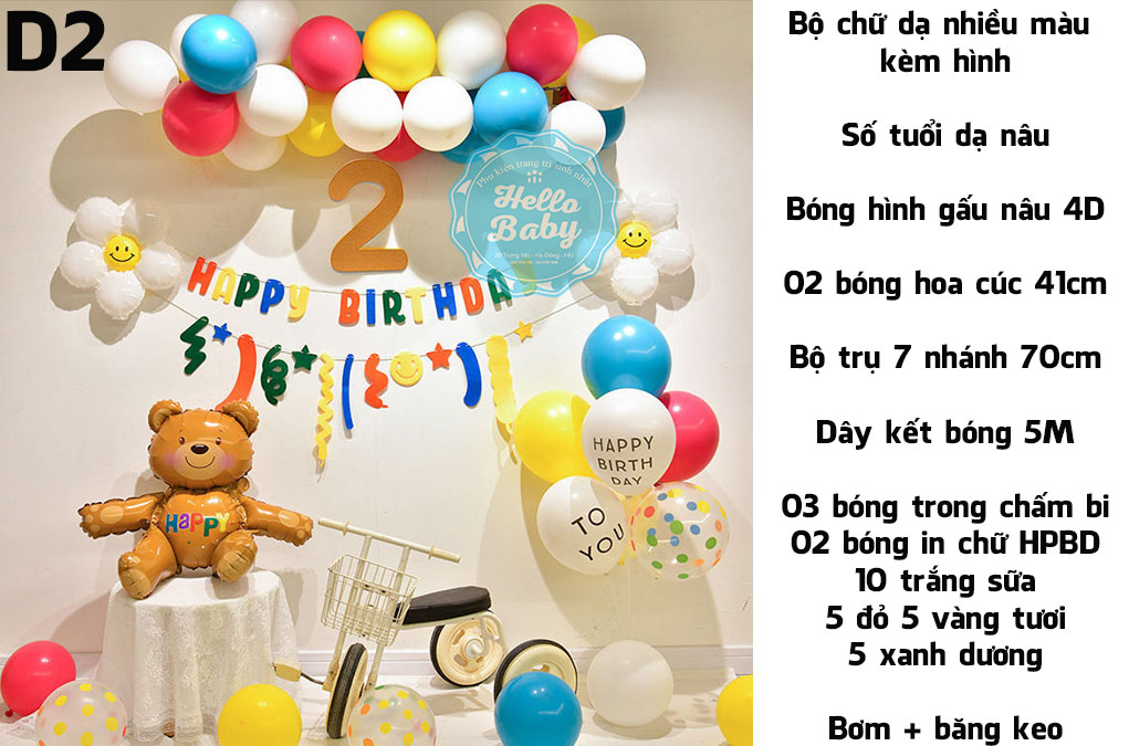 Set bóng sinh nhật kèm số tuổi dạ cho bé
